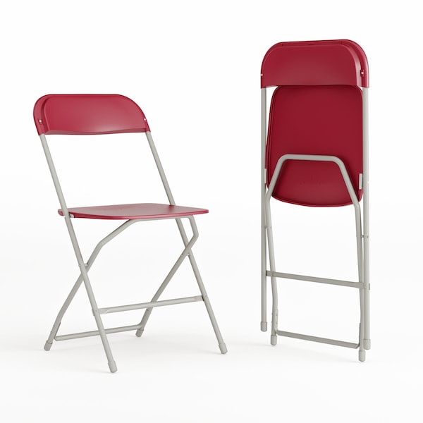 Flash Furniture Hercules Series Plastic Folding Chair Red - 2 LB Weight Capacity Comfortable Event Chair - Lightweight Folding Chair, PK2 2-LE-L-3-RED-GG - main